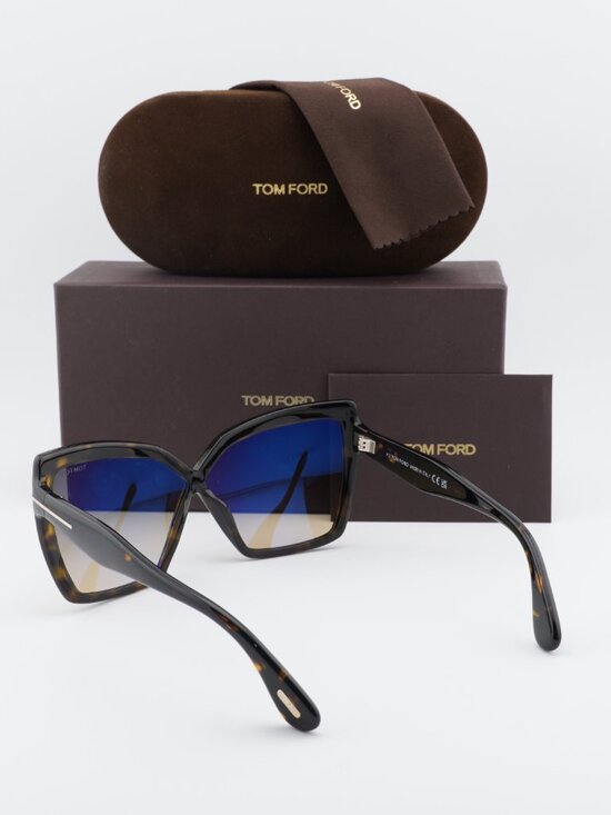 Tom Ford Fiore FT1195 52B Cat Eye Sunglasses – Dark Havana/Smoke Gradient main image 3